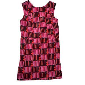 Kenzo Love Printed Pink Mini Dress Sleeveless Sz EU 40/ US 8 Women's